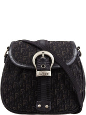 キャンバストロッターパターンミニショルダーバッグ ブラック