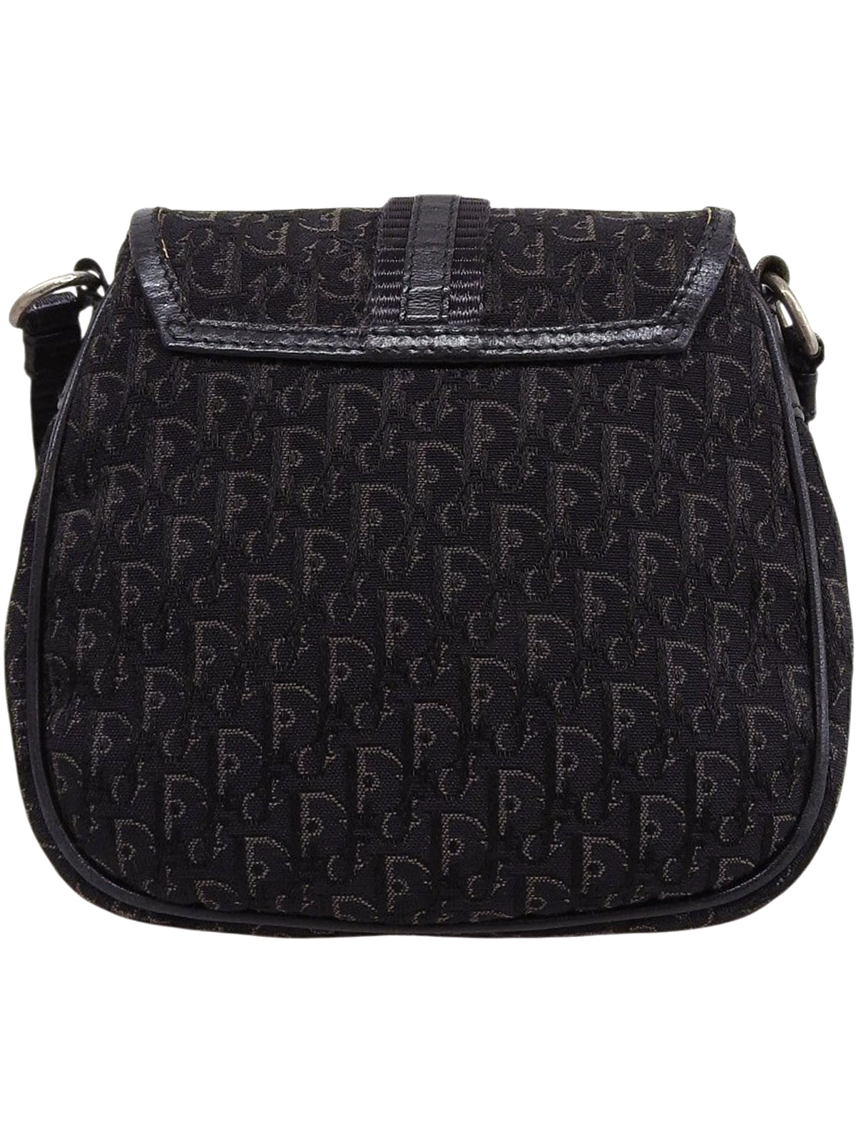 キャンバストロッターパターンミニショルダーバッグ ブラック