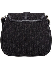 キャンバストロッターパターンミニショルダーバッグ ブラック