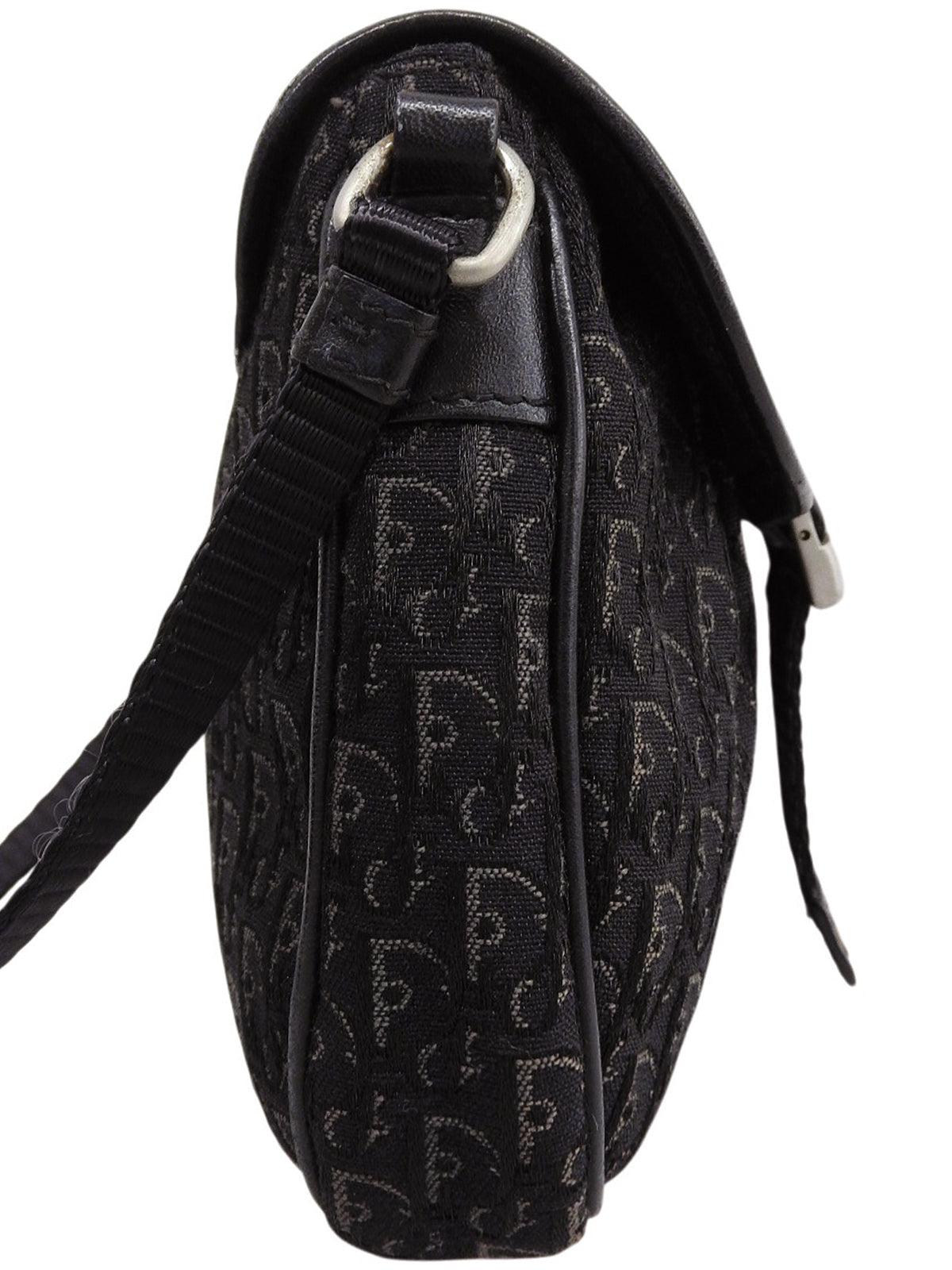 キャンバストロッターパターンミニショルダーバッグ ブラック