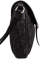 キャンバストロッターパターンミニショルダーバッグ ブラック