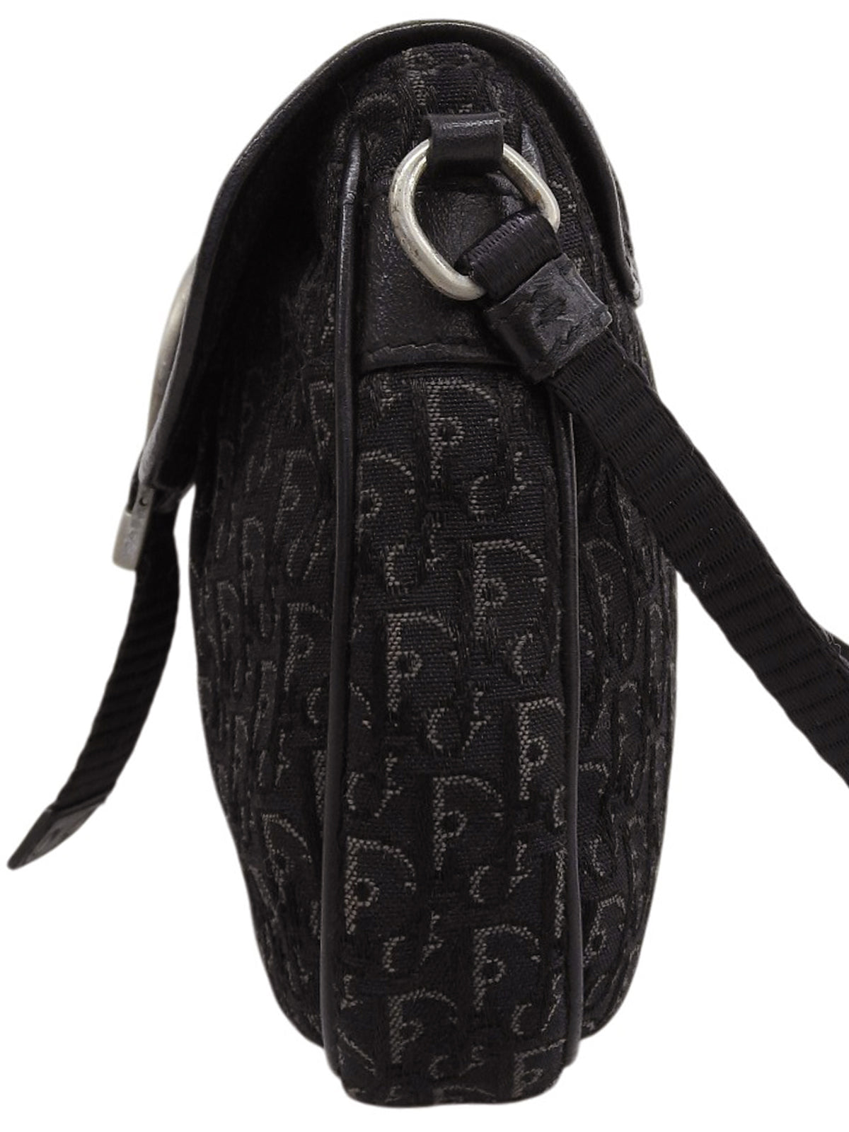 キャンバストロッターパターンミニショルダーバッグ ブラック