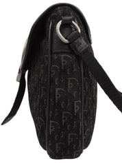 キャンバストロッターパターンミニショルダーバッグ ブラック