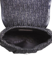 キャンバストロッターパターンミニショルダーバッグ ブラック