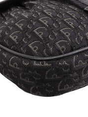 キャンバストロッターパターンミニショルダーバッグ ブラック