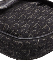 キャンバストロッターパターンミニショルダーバッグ ブラック