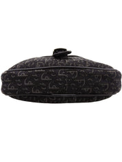 キャンバストロッターパターンミニショルダーバッグ ブラック