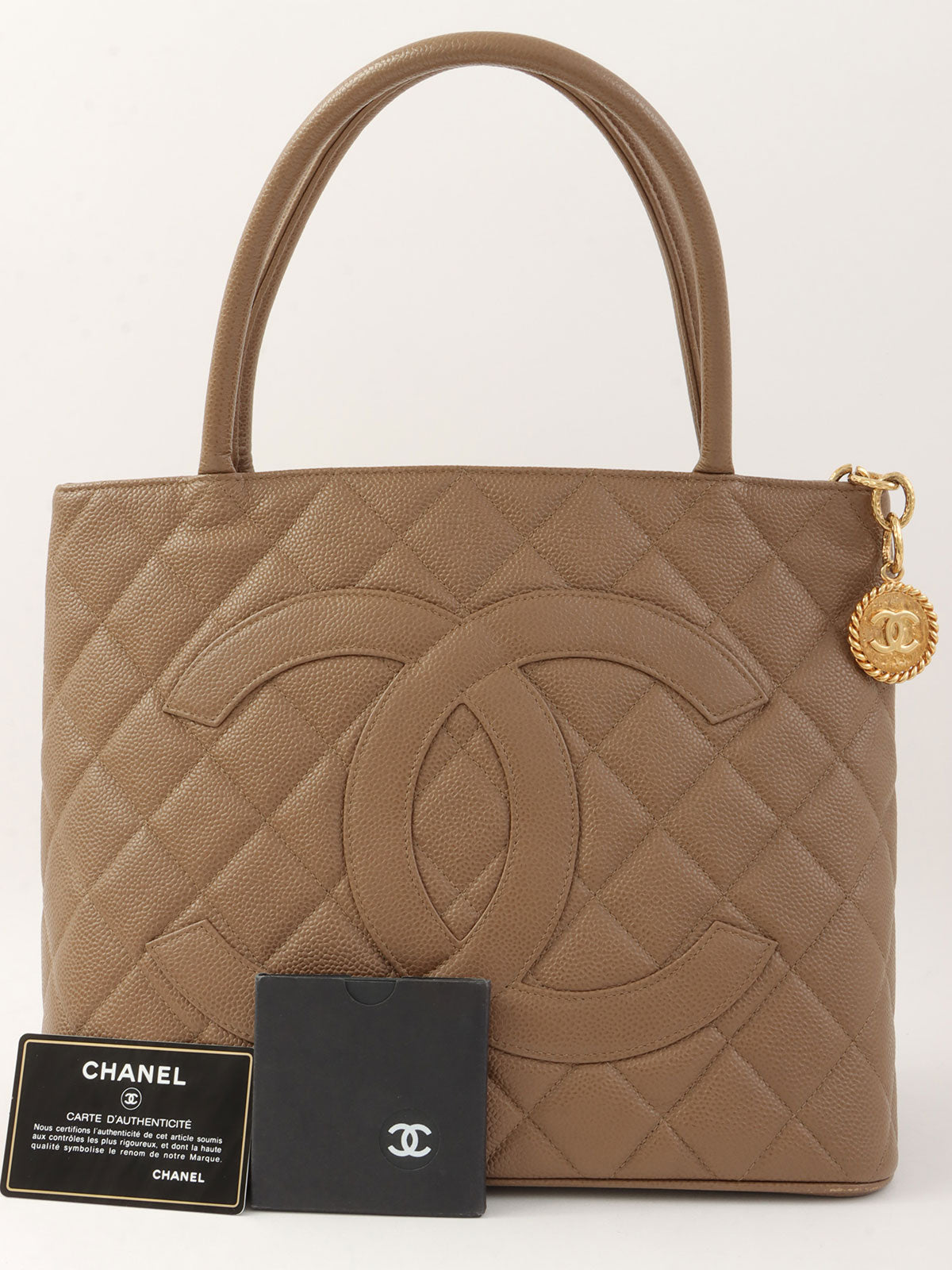 2001年頃製キャビアスキンCCマークステッチ復刻トートバッグ ブラウン