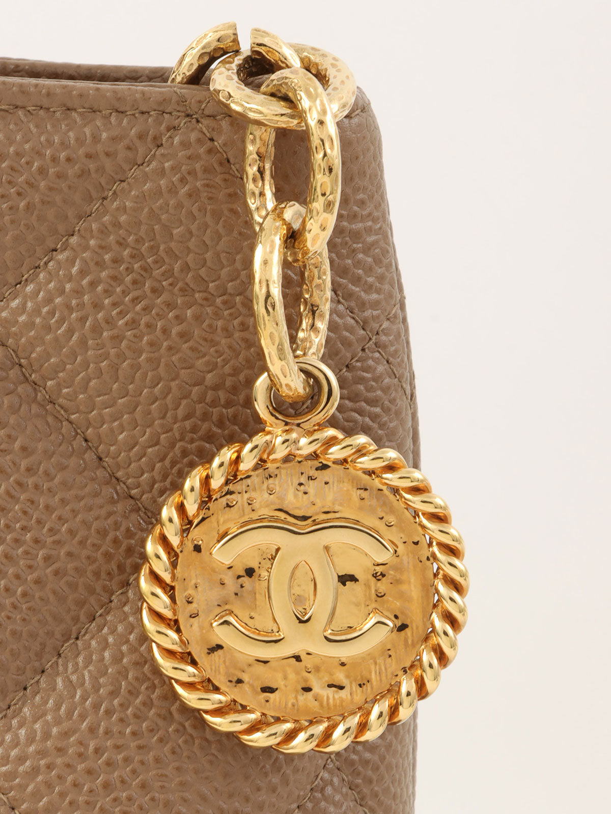 2001年頃製キャビアスキンCCマークステッチ復刻トートバッグ ブラウン