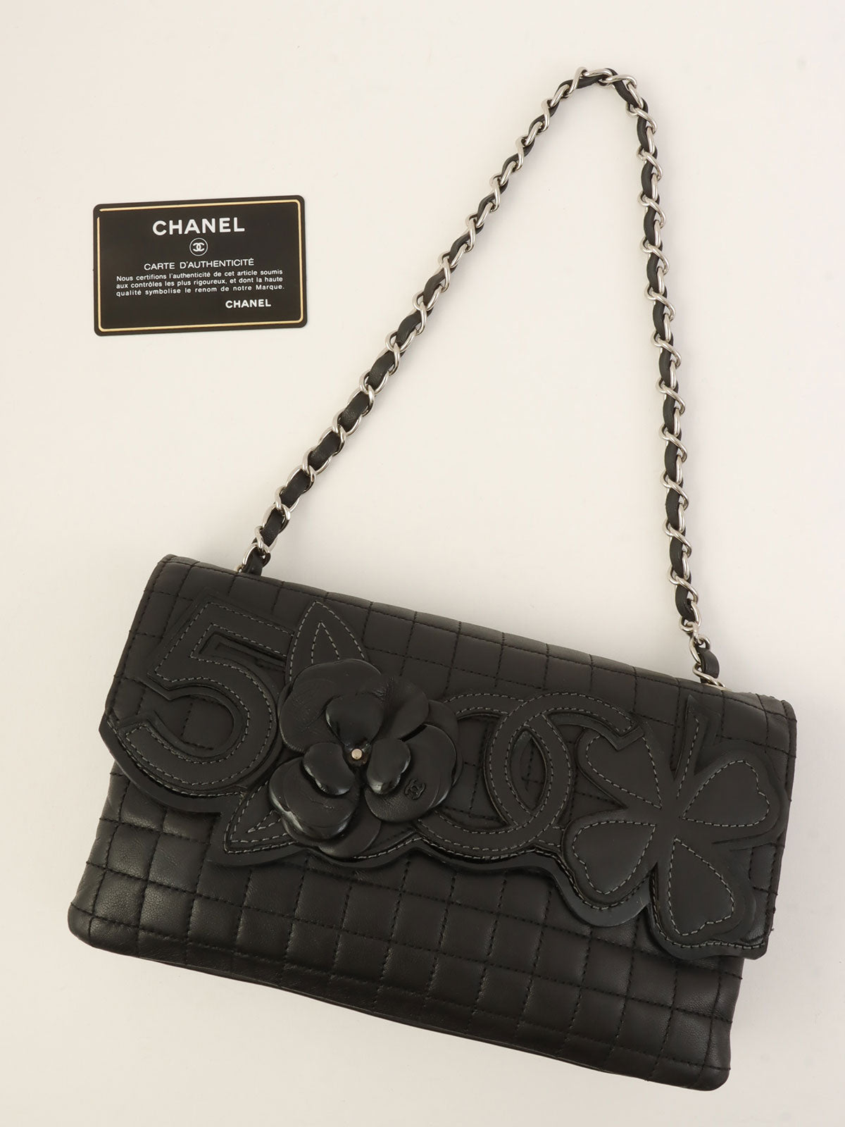 Camellia Chocolate Bar Chain Bag, Black, circa 2005