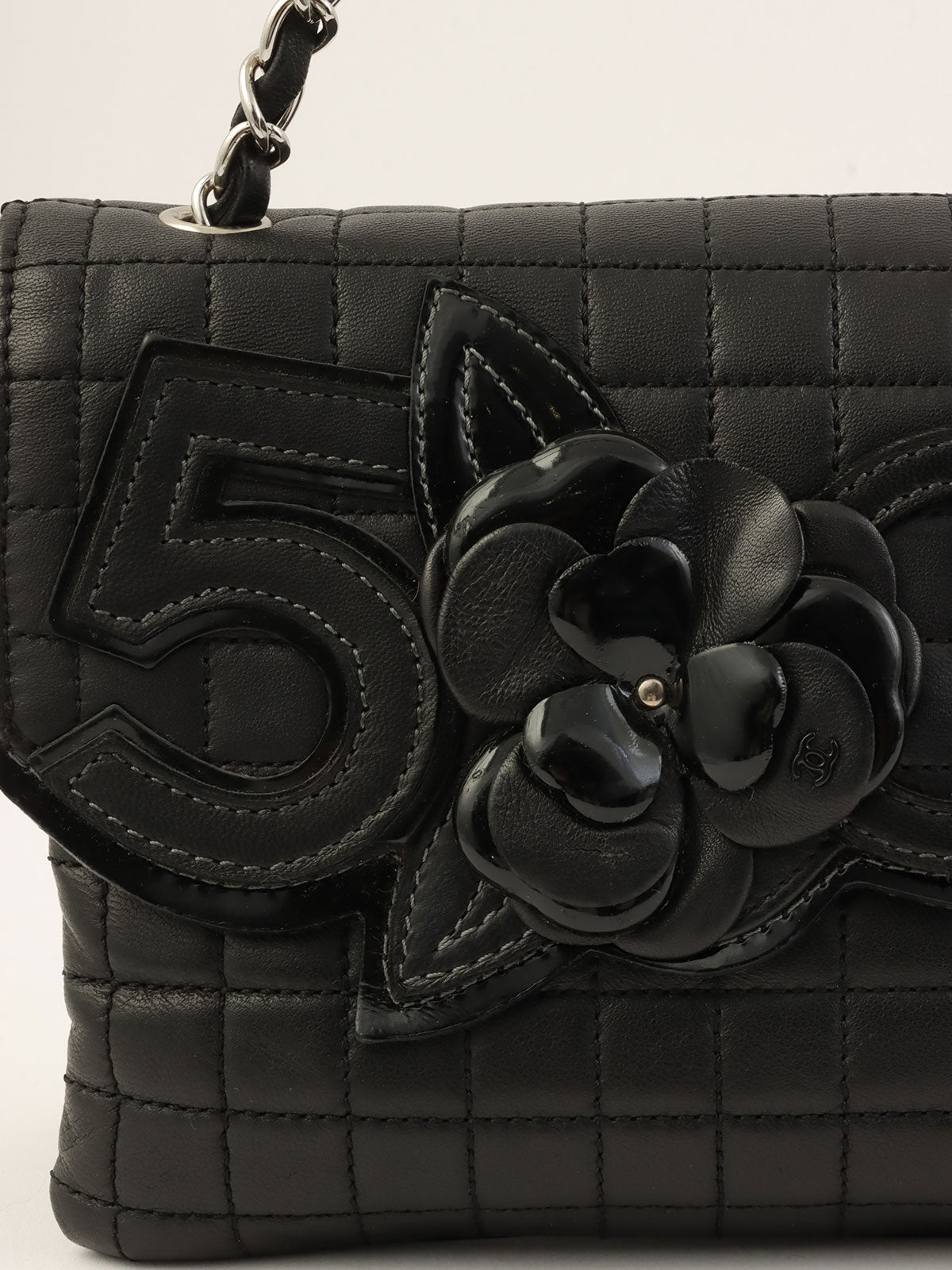 Camellia Chocolate Bar Chain Bag, Black, circa 2005