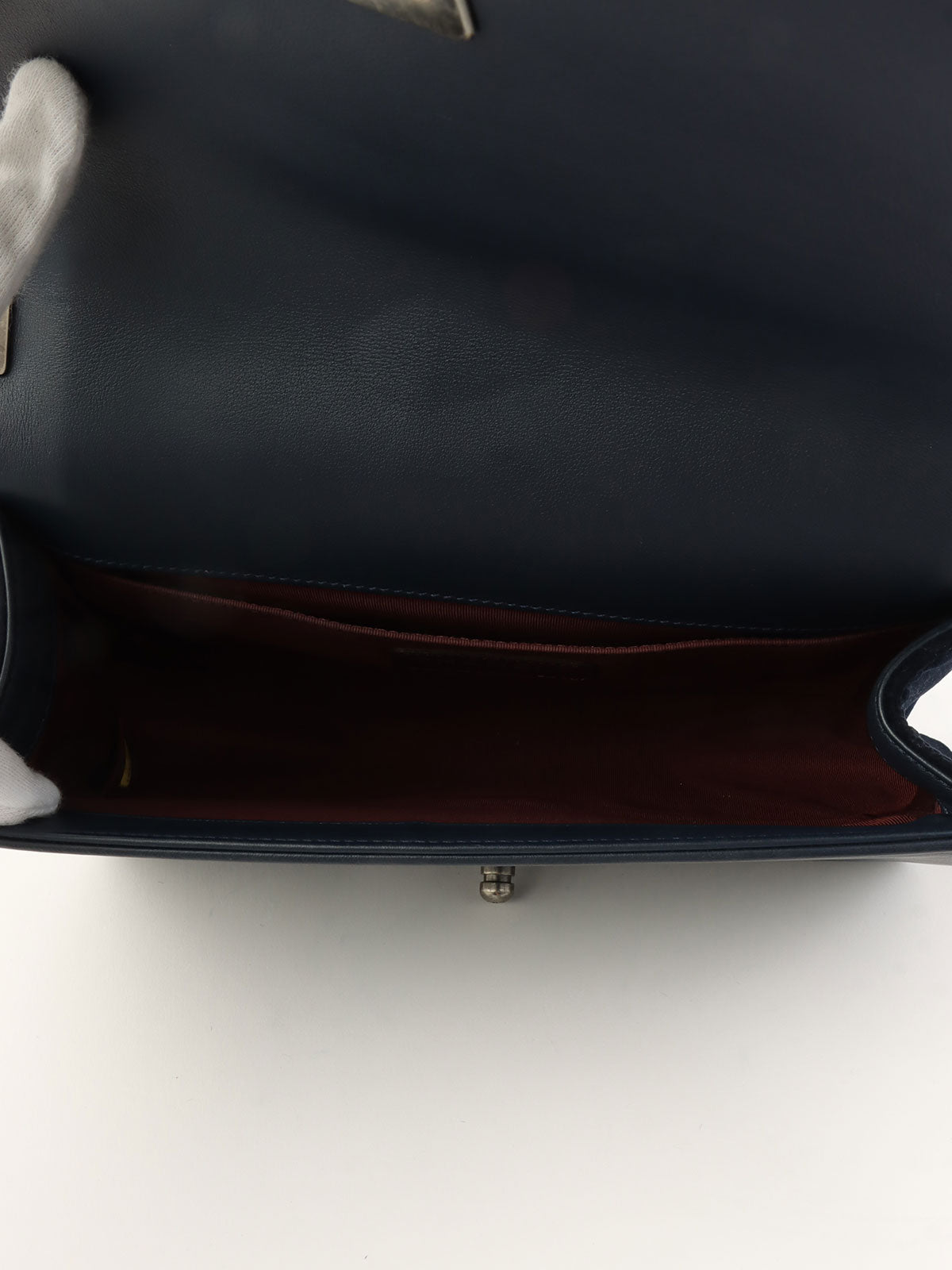 2014年頃製 ベロアボーイシャネルチェーンショルダーバッグ ネイビー