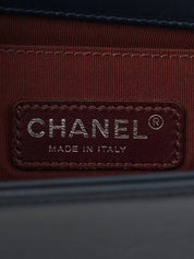 2014年頃製 ベロアボーイシャネルチェーンショルダーバッグ ネイビー