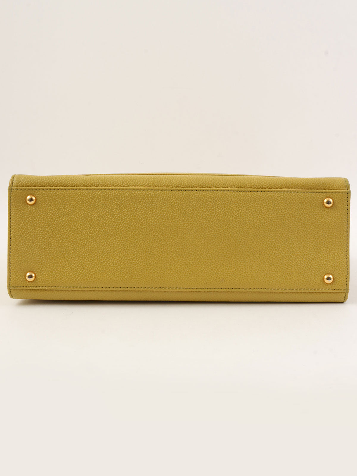 1998 Caviar Skin CC Turn Lock Chain Tote Bag in Lime Green