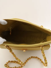 1998 Caviar Skin CC Turn Lock Chain Tote Bag in Lime Green