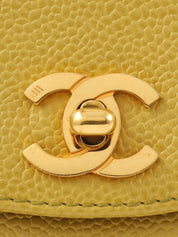 1998 Caviar Skin CC Turn Lock 链条手提包，青柠绿