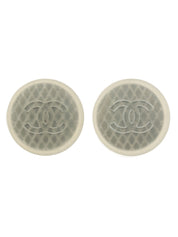 1999 Round CC Mark Earrings, Gray