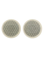 1999 Round CC Mark Earrings, Gray