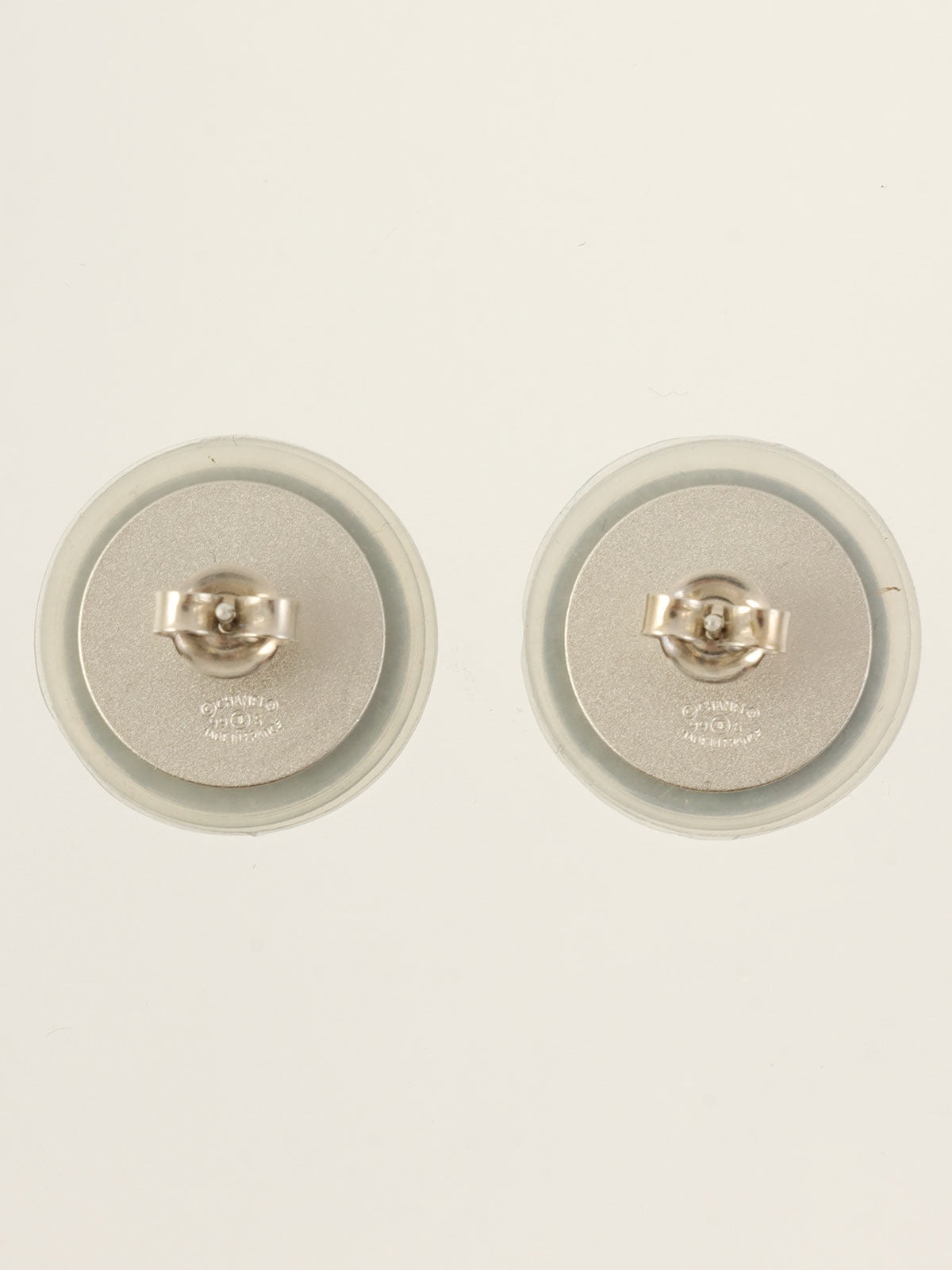 1999 Round CC Mark Earrings, Gray
