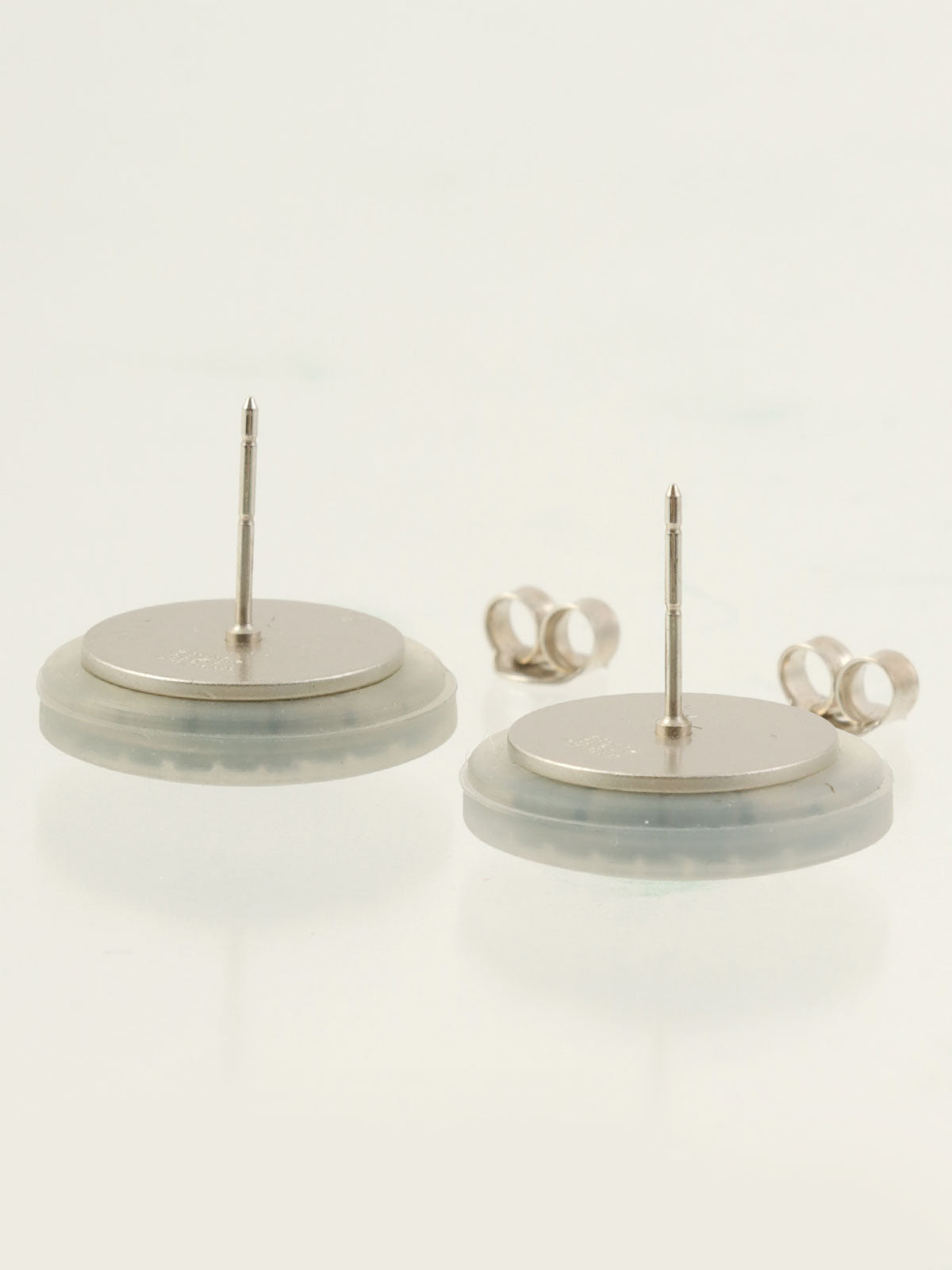 1999 Round CC Mark Earrings, Gray