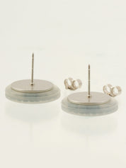 1999 Round CC Mark Earrings, Gray
