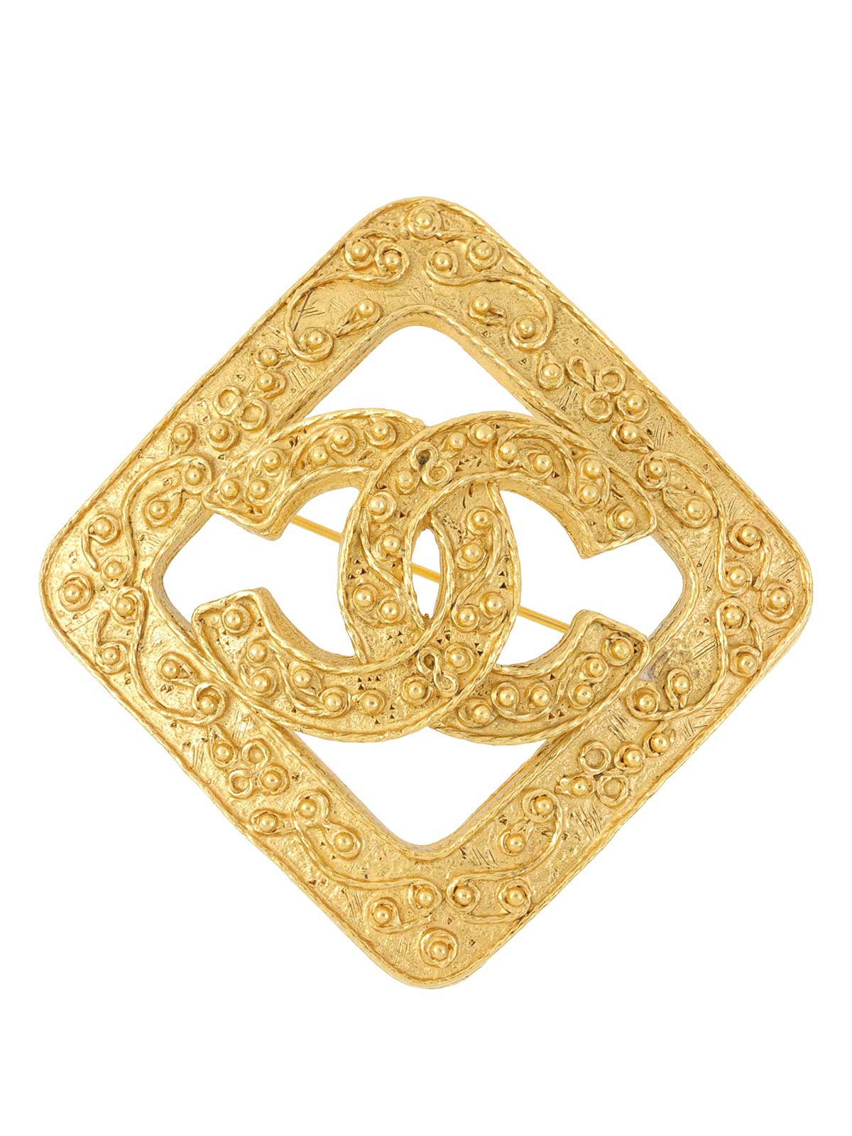 1994 Design Cutout CC Mark Brooch Gold