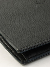 鱼子酱纹理 CC 标志缝线长款钱包（黑色）