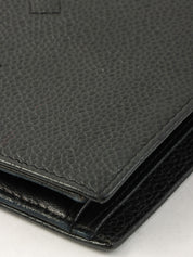 鱼子酱纹理 CC 标志缝线长款钱包（黑色）