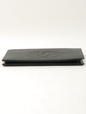 Caviar Skin CC Mark Stitch Long Wallet Black