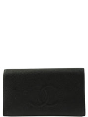 Caviar Skin CC Mark Stitch Long Wallet Black