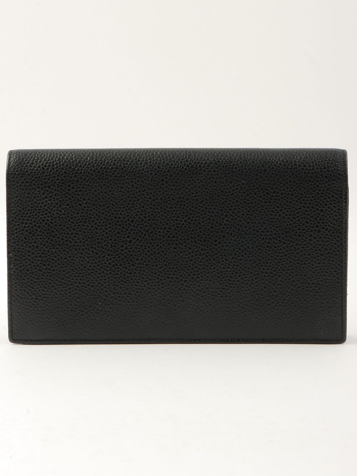 鱼子酱纹理 CC 标志缝线长款钱包（黑色）