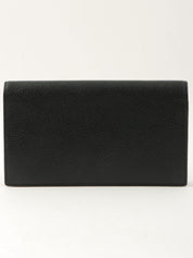 鱼子酱纹理 CC 标志缝线长款钱包（黑色）