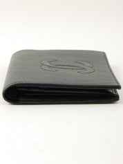 Caviar Skin CC Mark Stitch Long Wallet Black