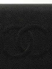 Caviar Skin CC Mark Stitch Long Wallet Black