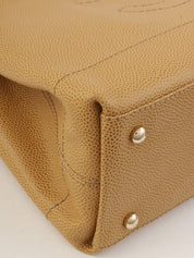 2001年頃製 キャビアスキンCCマークステッチショルダーバッグ ベージュ