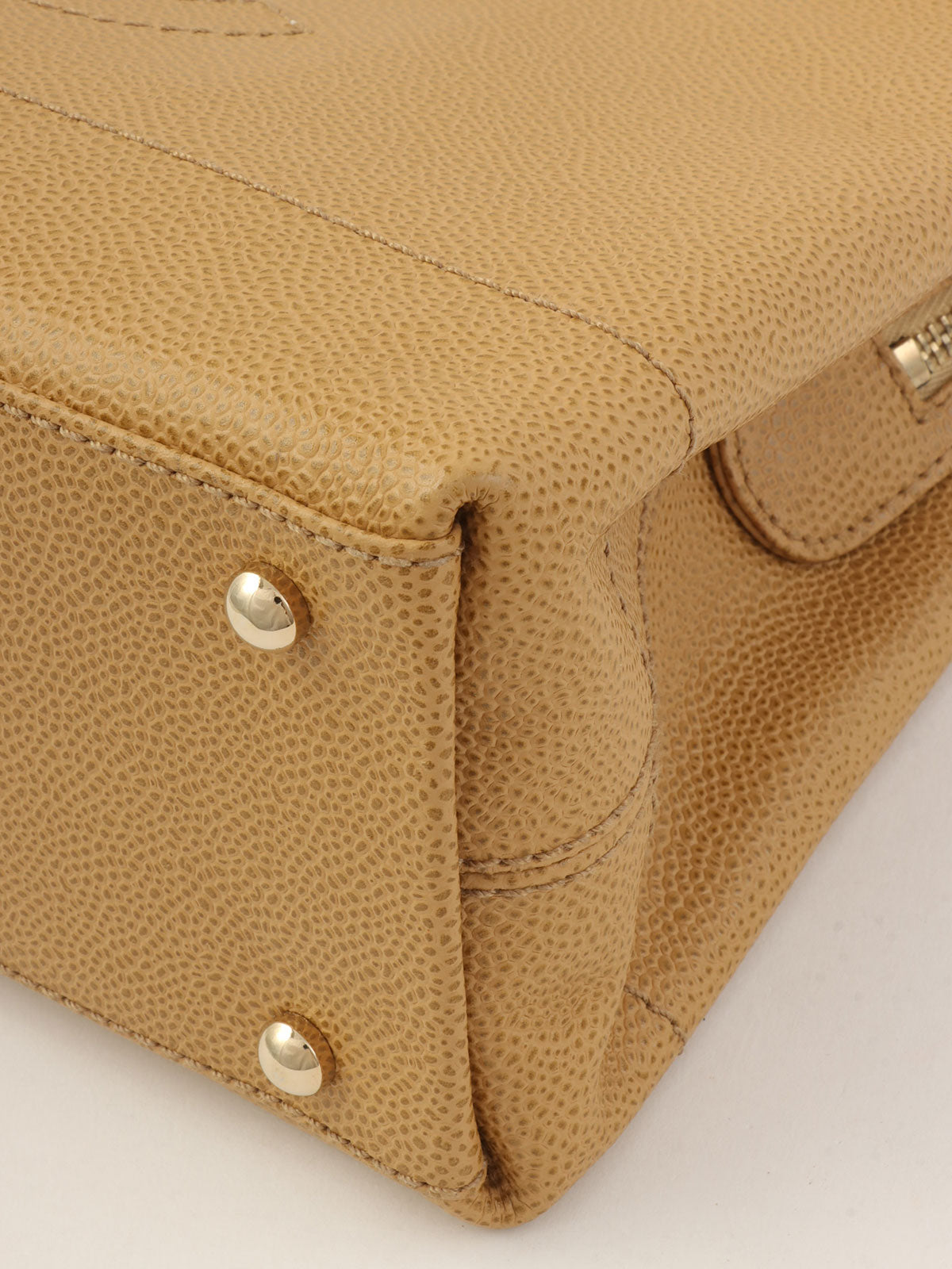 2001年頃製 キャビアスキンCCマークステッチショルダーバッグ ベージュ