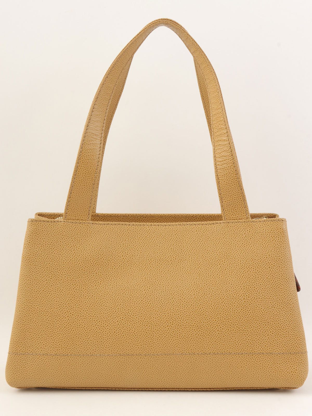 2001年頃製 キャビアスキンCCマークステッチショルダーバッグ ベージュ