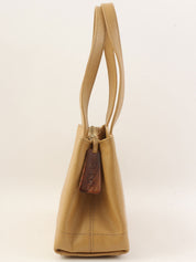 2001年頃製 キャビアスキンCCマークステッチショルダーバッグ ベージュ