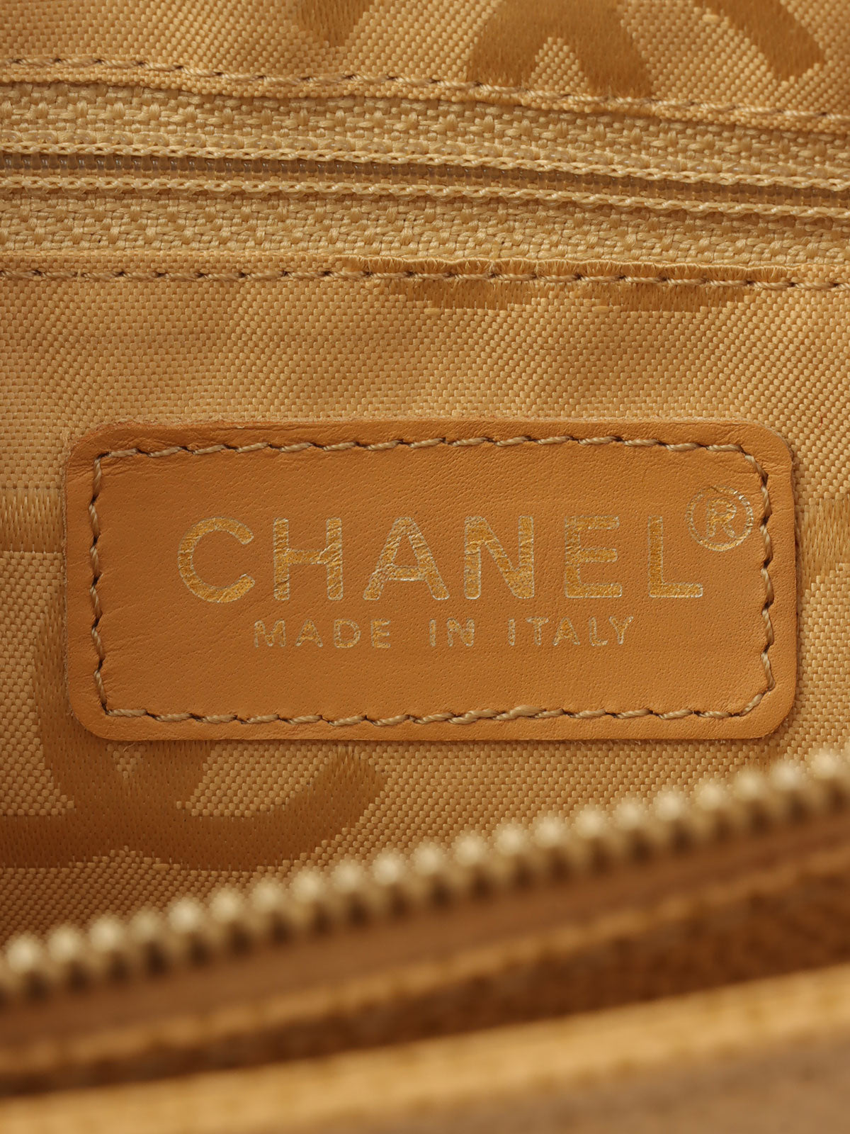 2001年頃製 キャビアスキンCCマークステッチショルダーバッグ ベージュ