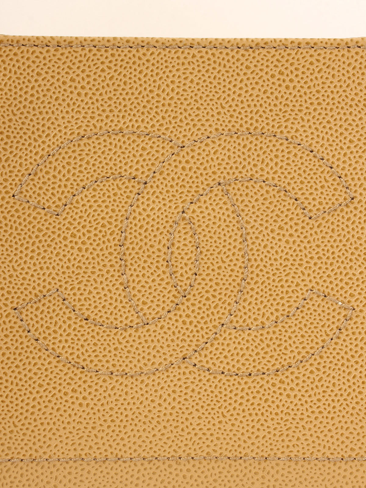 2001年頃製 キャビアスキンCCマークステッチショルダーバッグ ベージュ