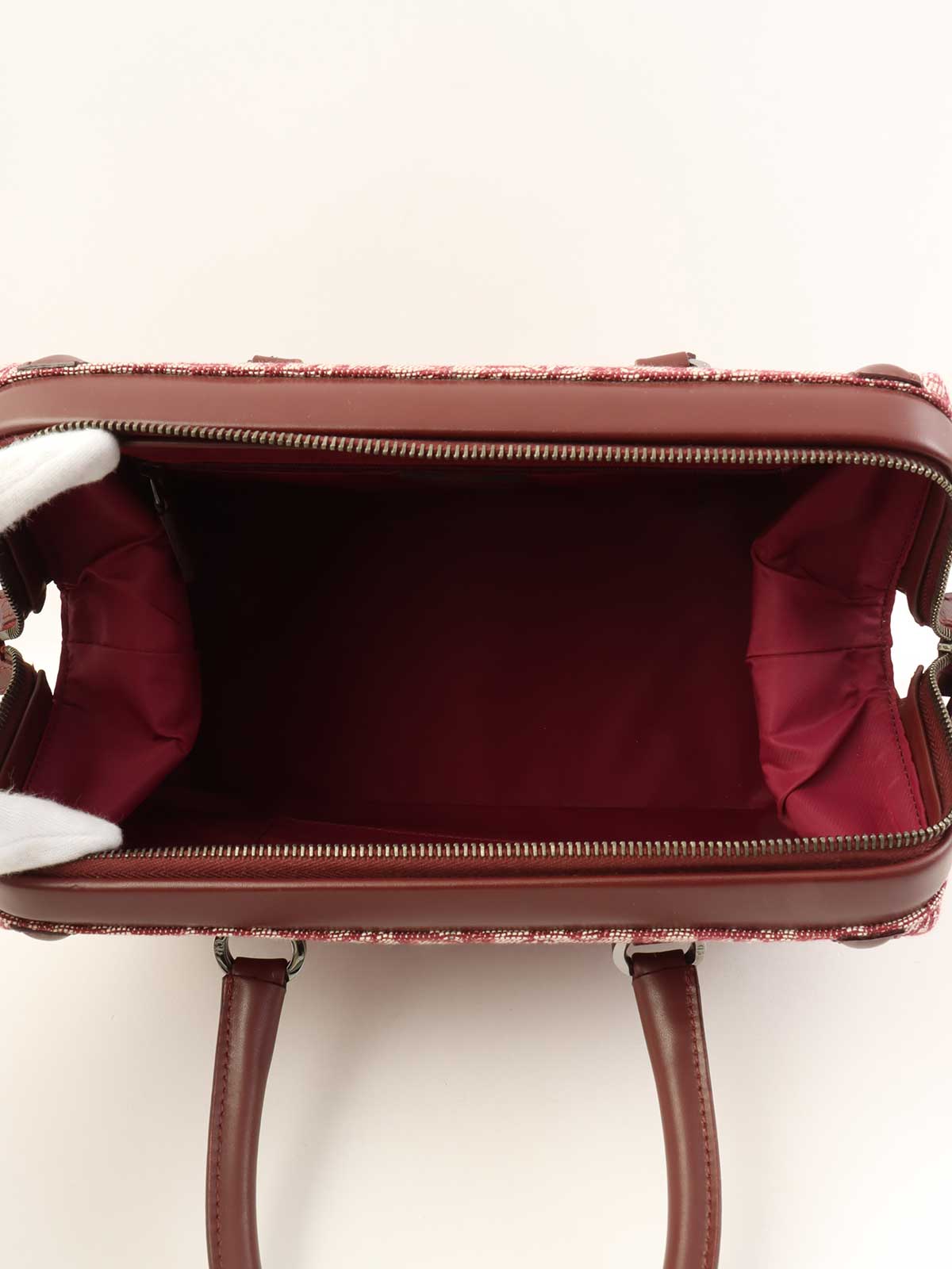 トロッターパターンハンドバッグ ボルドー