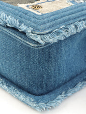 2014年頃製 デニムパッチワークボーイシャネルチェーンショルダーバッグ ブルー／マルチ