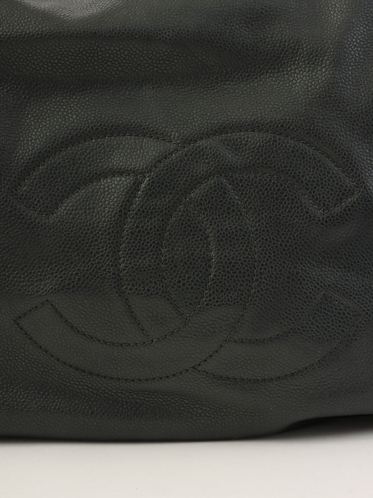 2009年頃製 キャビアスキンCCマークステッチチェーンショルダーバッグ チャコールグレー