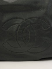 2009年頃製 キャビアスキンCCマークステッチチェーンショルダーバッグ チャコールグレー