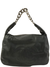 2009年頃製 キャビアスキンCCマークステッチチェーンショルダーバッグ チャコールグレー