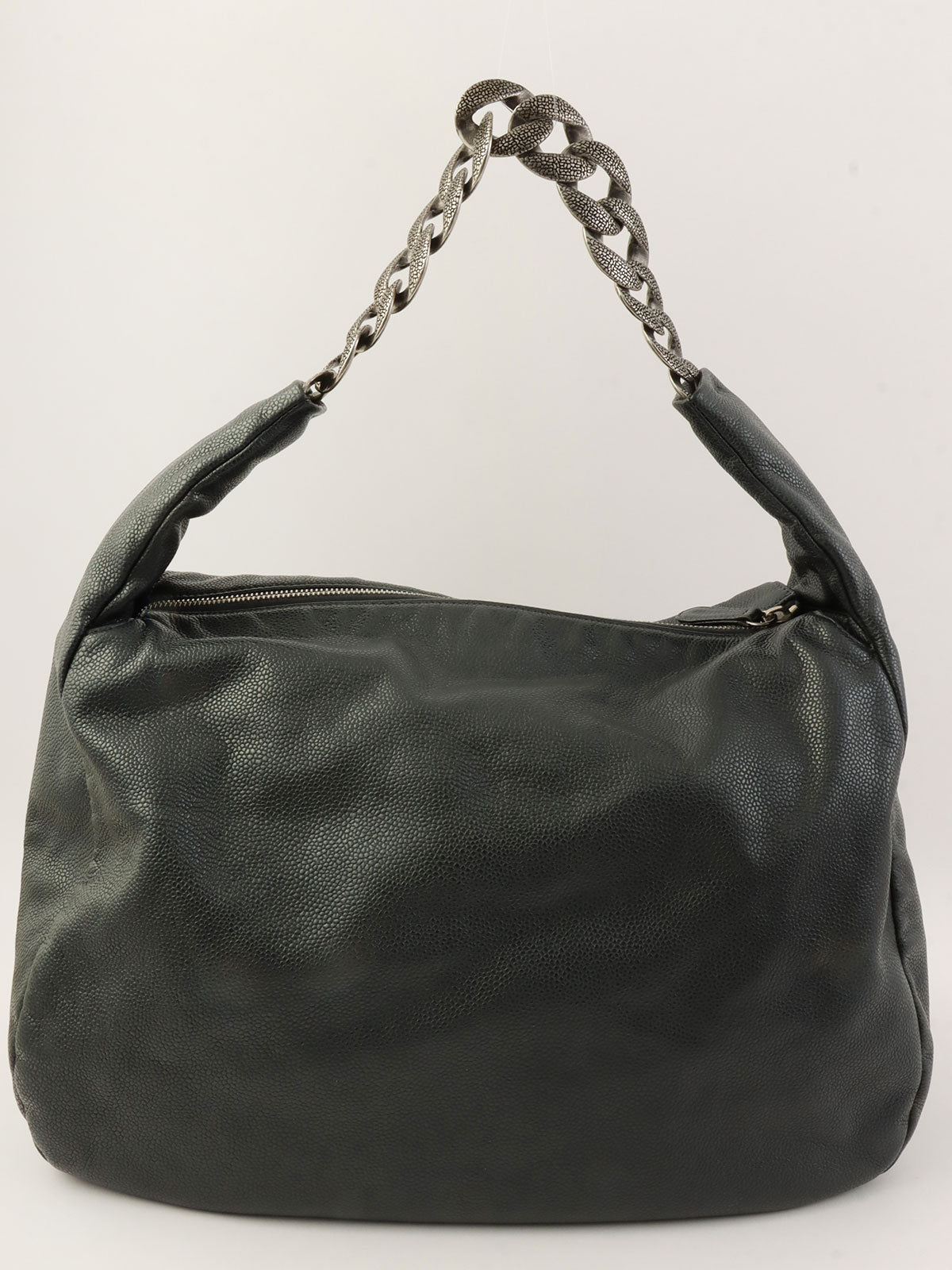 2009年頃製 キャビアスキンCCマークステッチチェーンショルダーバッグ チャコールグレー