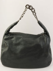 2009年頃製 キャビアスキンCCマークステッチチェーンショルダーバッグ チャコールグレー