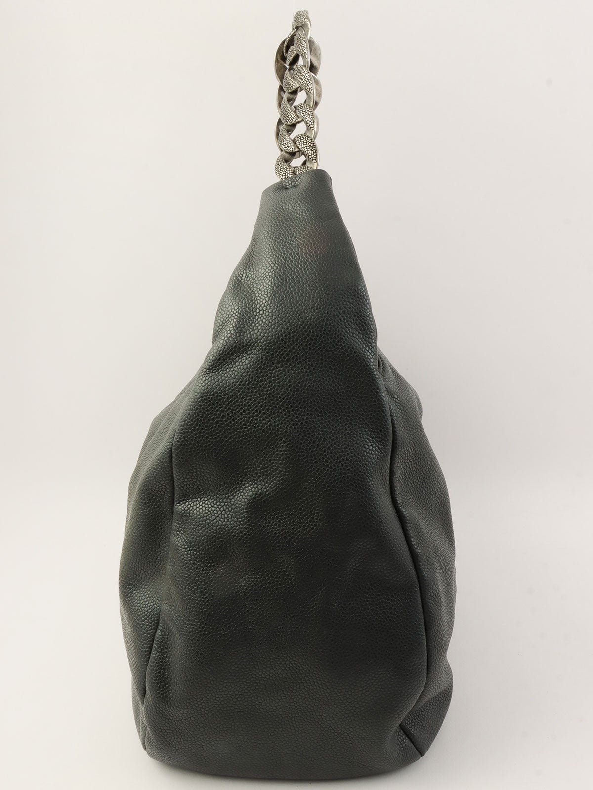 2009年頃製 キャビアスキンCCマークステッチチェーンショルダーバッグ チャコールグレー