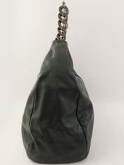 2009年頃製 キャビアスキンCCマークステッチチェーンショルダーバッグ チャコールグレー