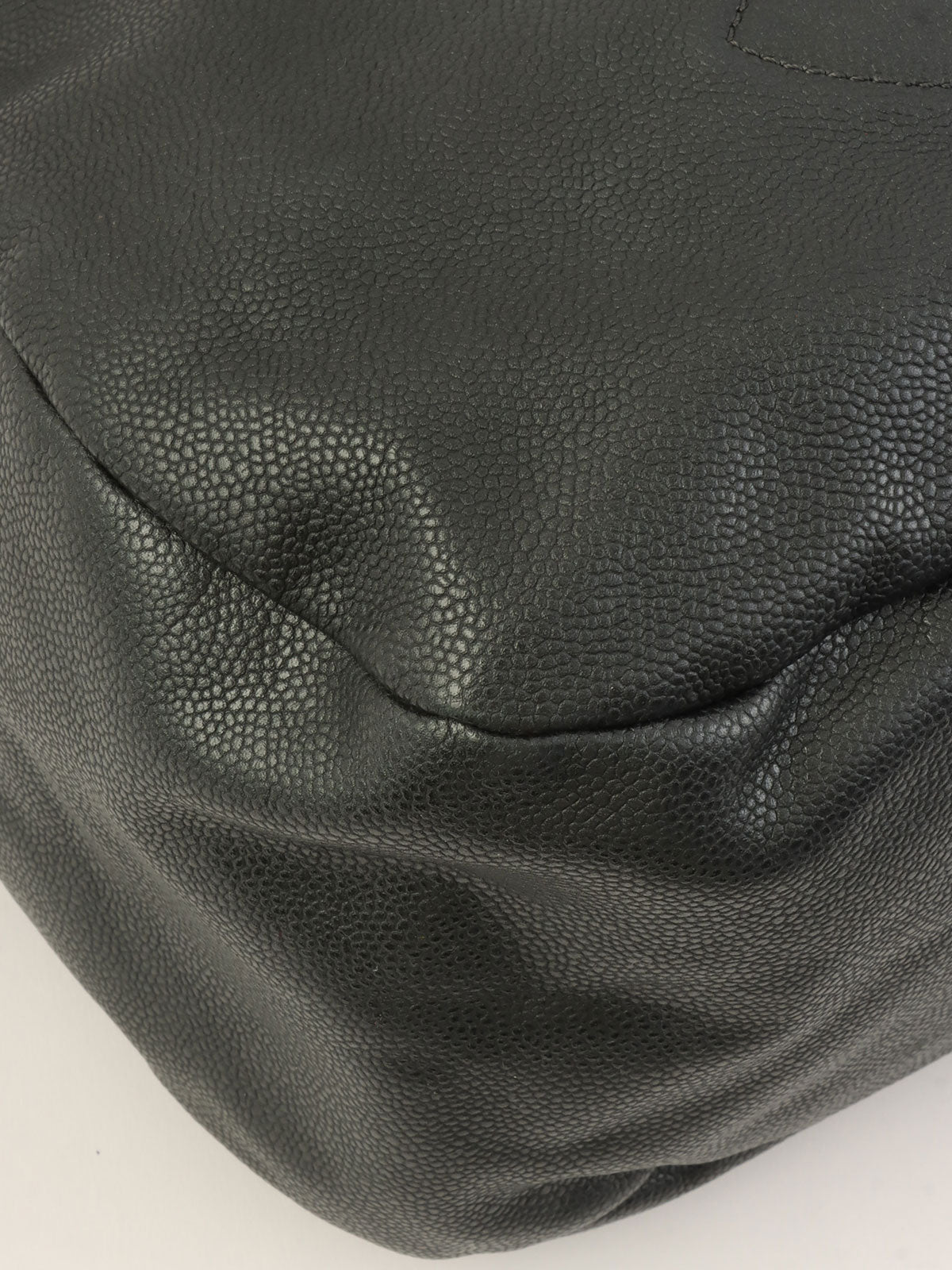 2009年頃製 キャビアスキンCCマークステッチチェーンショルダーバッグ チャコールグレー